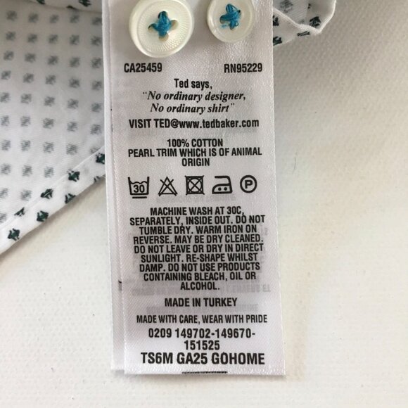 Ted Baker Mens Size 5 Button Down Shirt Collard Blue Gray White Floral Prints - Picture 6 of 12